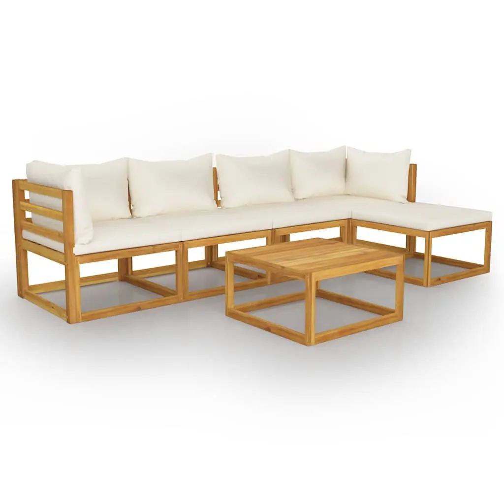 6 Piece Outdoor Lounge Set with Acacia Wood and Cushions