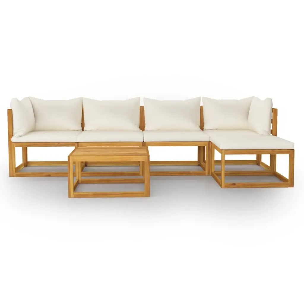 6 Piece Outdoor Lounge Set with Acacia Wood and Cushions
