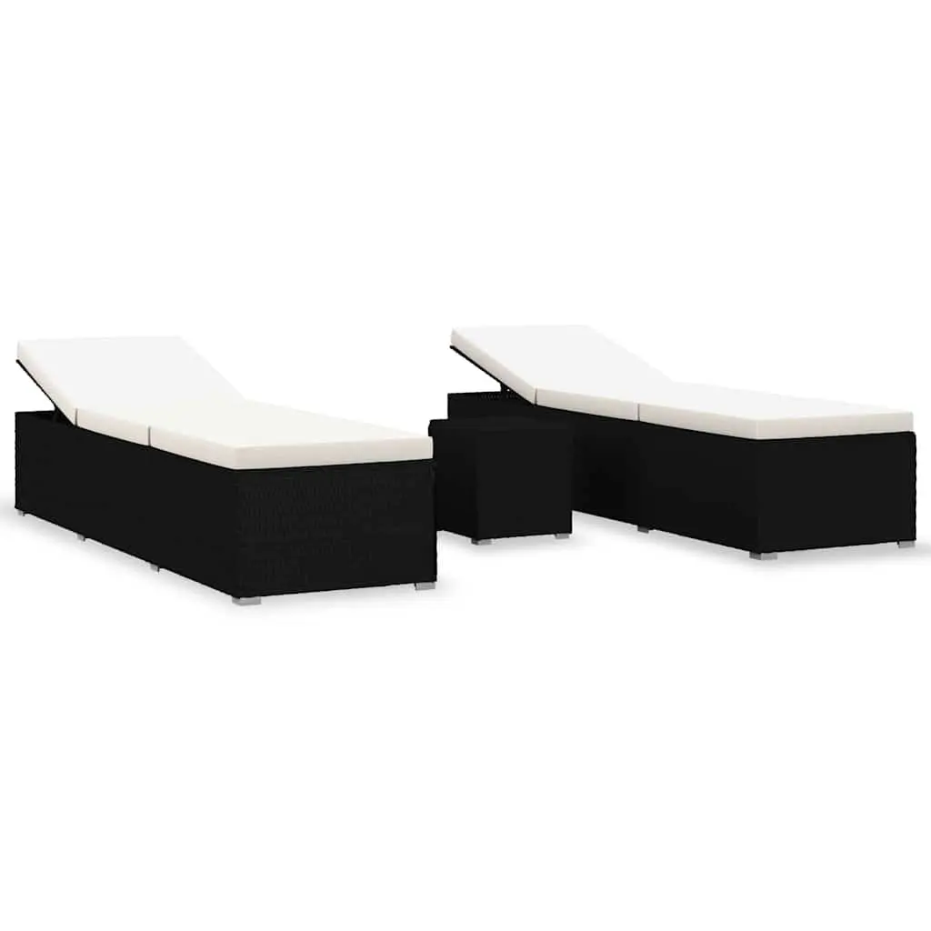 Sun Lounger Set Outdoor Garden 3 Piece Chaise Lounge Chair with Tea Table