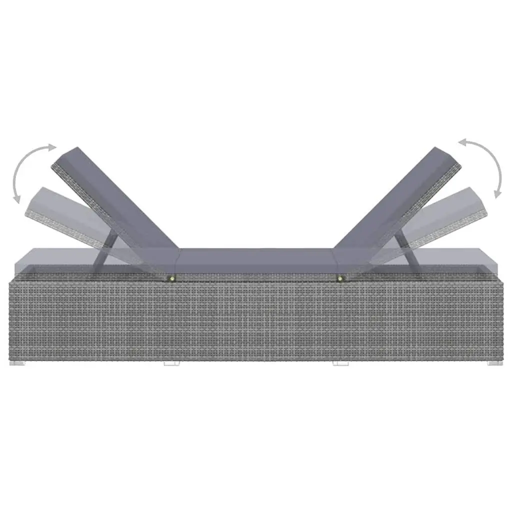 Sun Lounger Set 3 Piece Outdoor Garden Grey Chaise Lounge with Tea Table