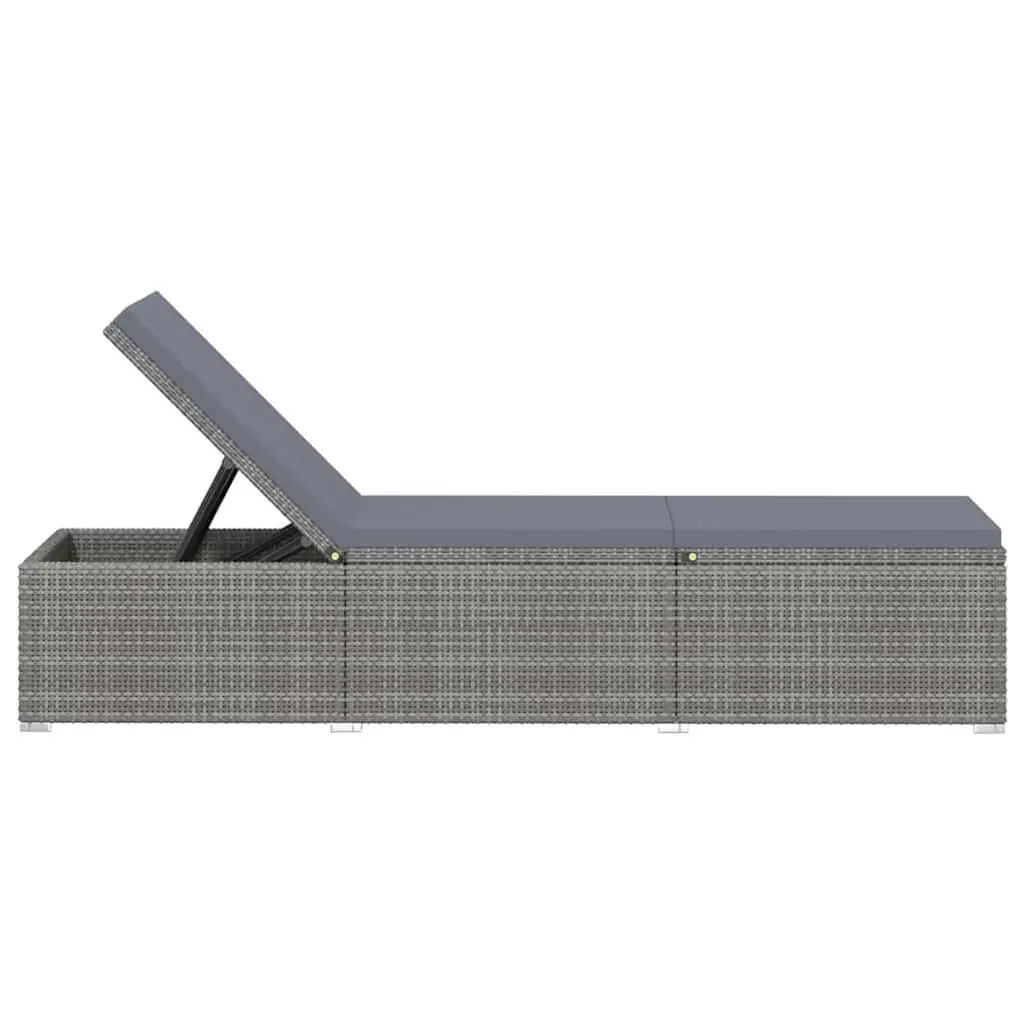 Sun Lounger Set 3 Piece Outdoor Garden Grey Chaise Lounge with Tea Table