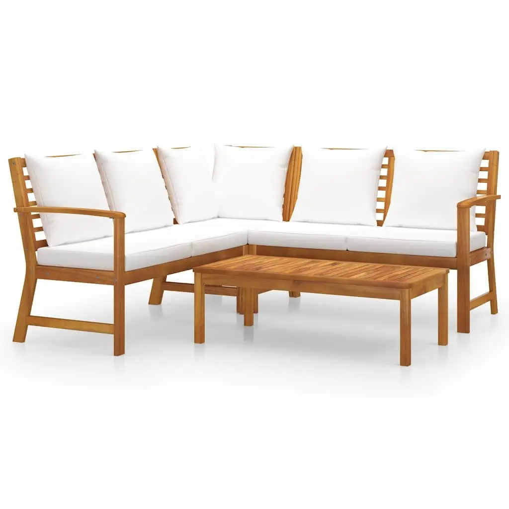 4 Piece Garden Lounge Set Outdoor Patio Sofa with Coffee Table Cushion Cream