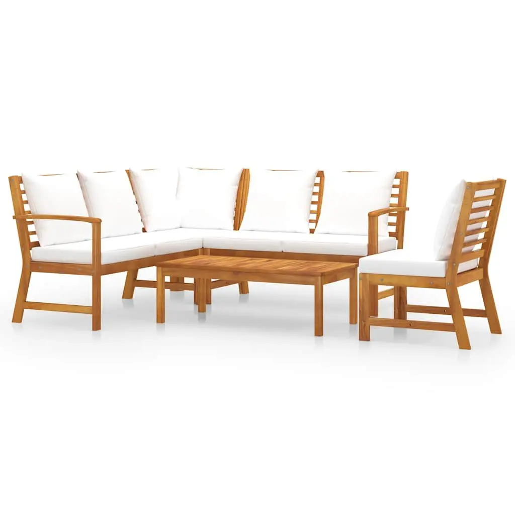 Garden Lounge Set 5 Piece Patio Sofa with Coffee Table Cushions Acacia Wood