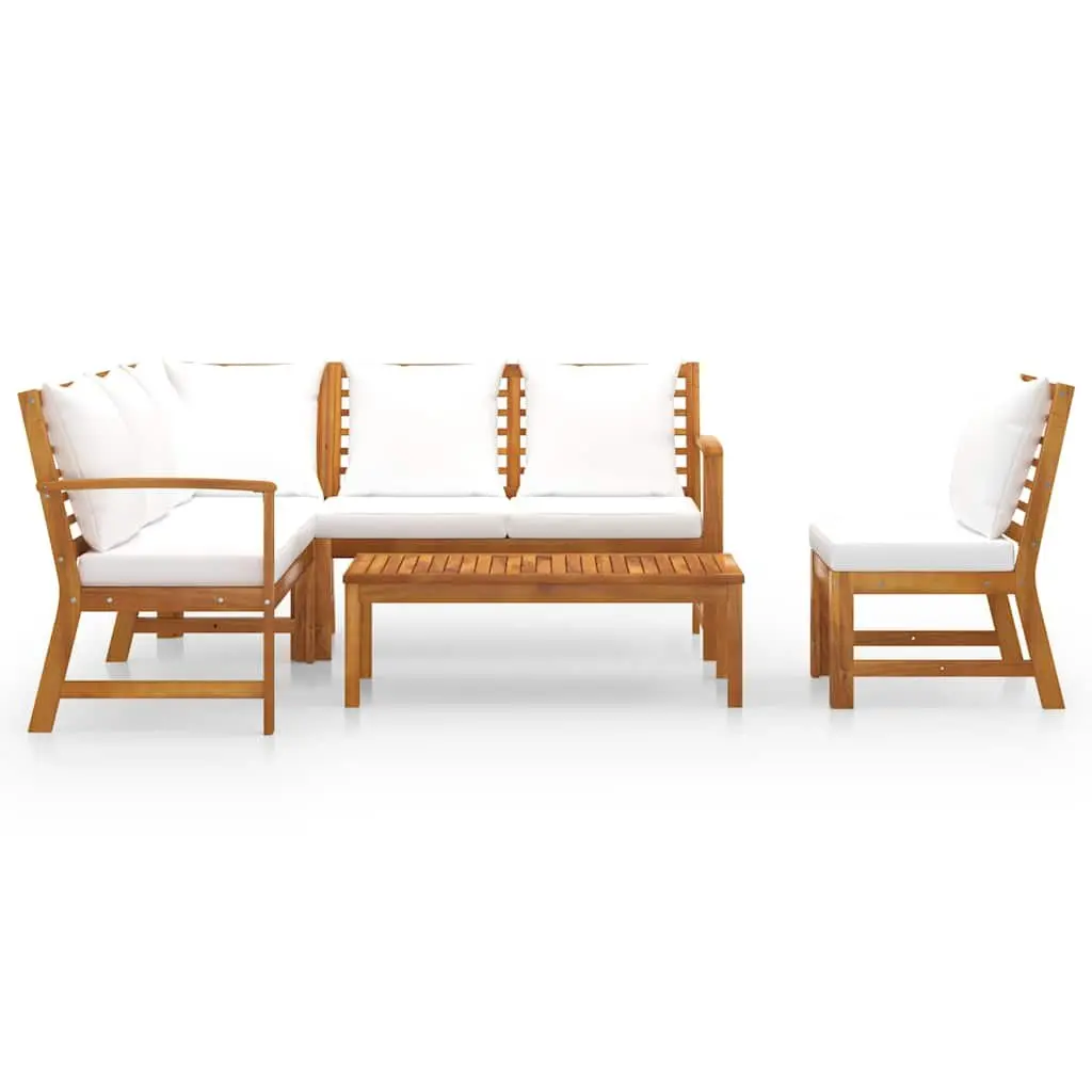 Garden Lounge Set 5 Piece Patio Sofa with Coffee Table Cushions Acacia Wood