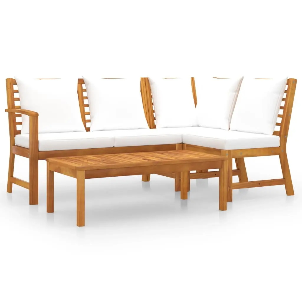 4 Piece Garden Lounge Set Outdoor Furniture Patio Sofa Coffee Table Cream