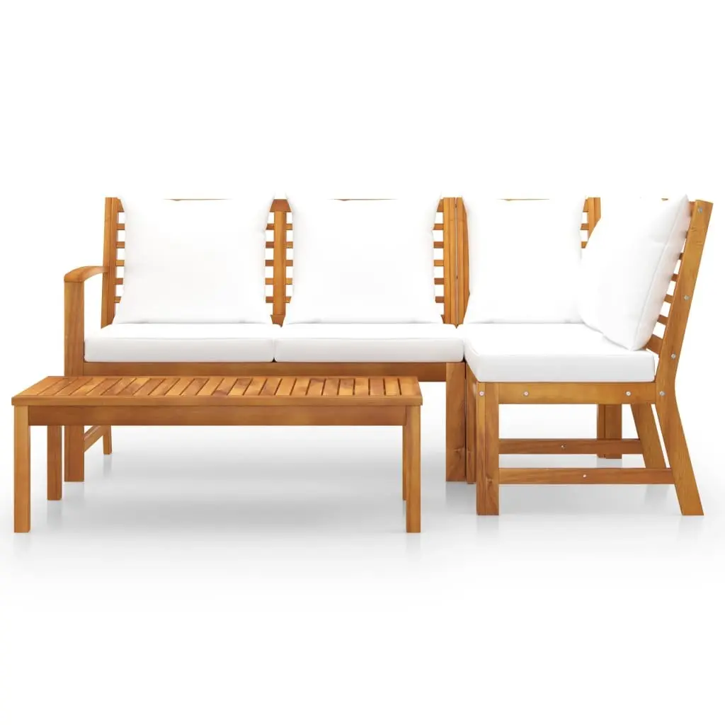 4 Piece Garden Lounge Set Outdoor Furniture Patio Sofa Coffee Table Cream