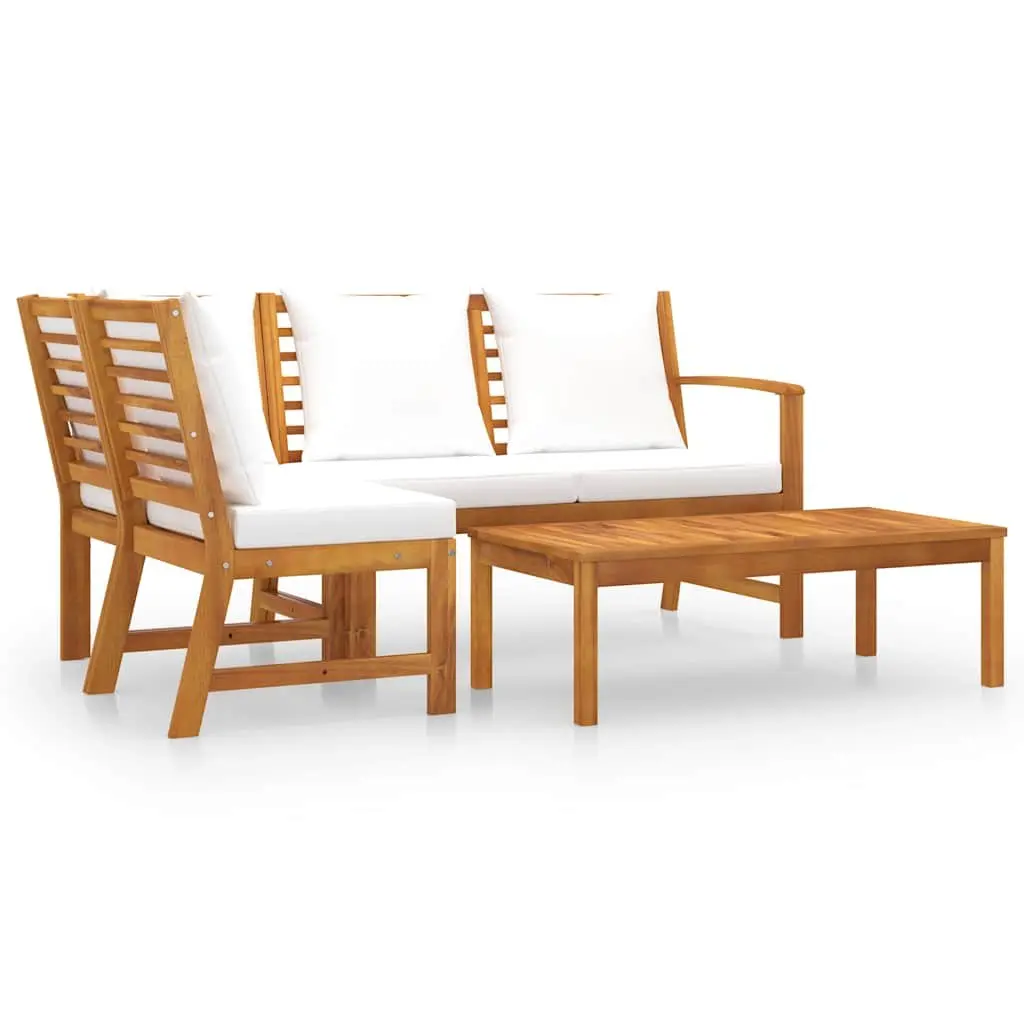 Garden Lounge Set Outdoor Sofa Coffee Table 4 Piece Cream