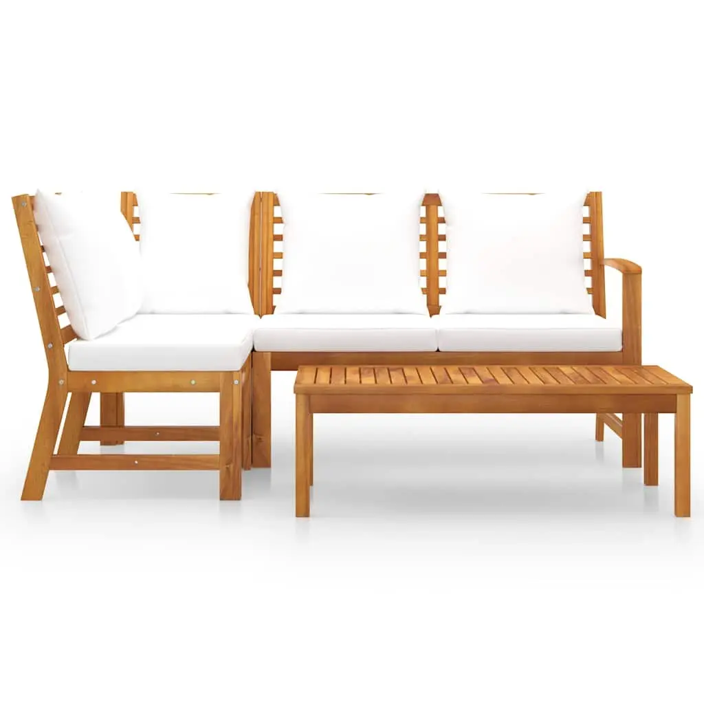 Garden Lounge Set Outdoor Sofa Coffee Table 4 Piece Cream