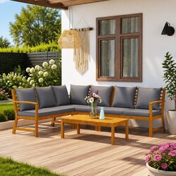 5 Piece Modular Garden Lounge Set with Coffee Table