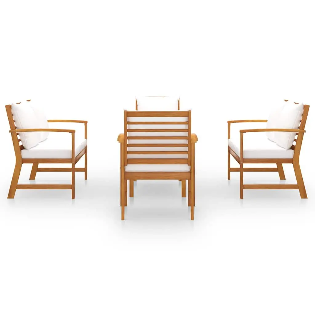 5 Piece Outdoor Lounge Set with Removable Cushions Cream Modular Sofa and Coffee Table for Garden