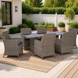 Specifications of 7-Piece Round Poly Rattan Dining Set
