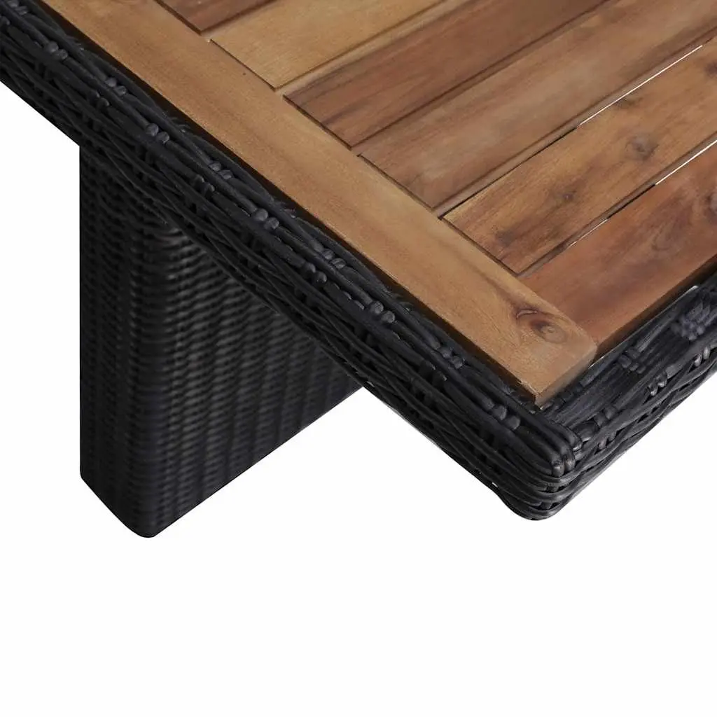 9 Piece Outdoor Dining Set Black Poly Rattan Patio Garden Furniture with Steel