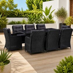 9-Piece Outdoor Dining Set – Dimensions & Materials