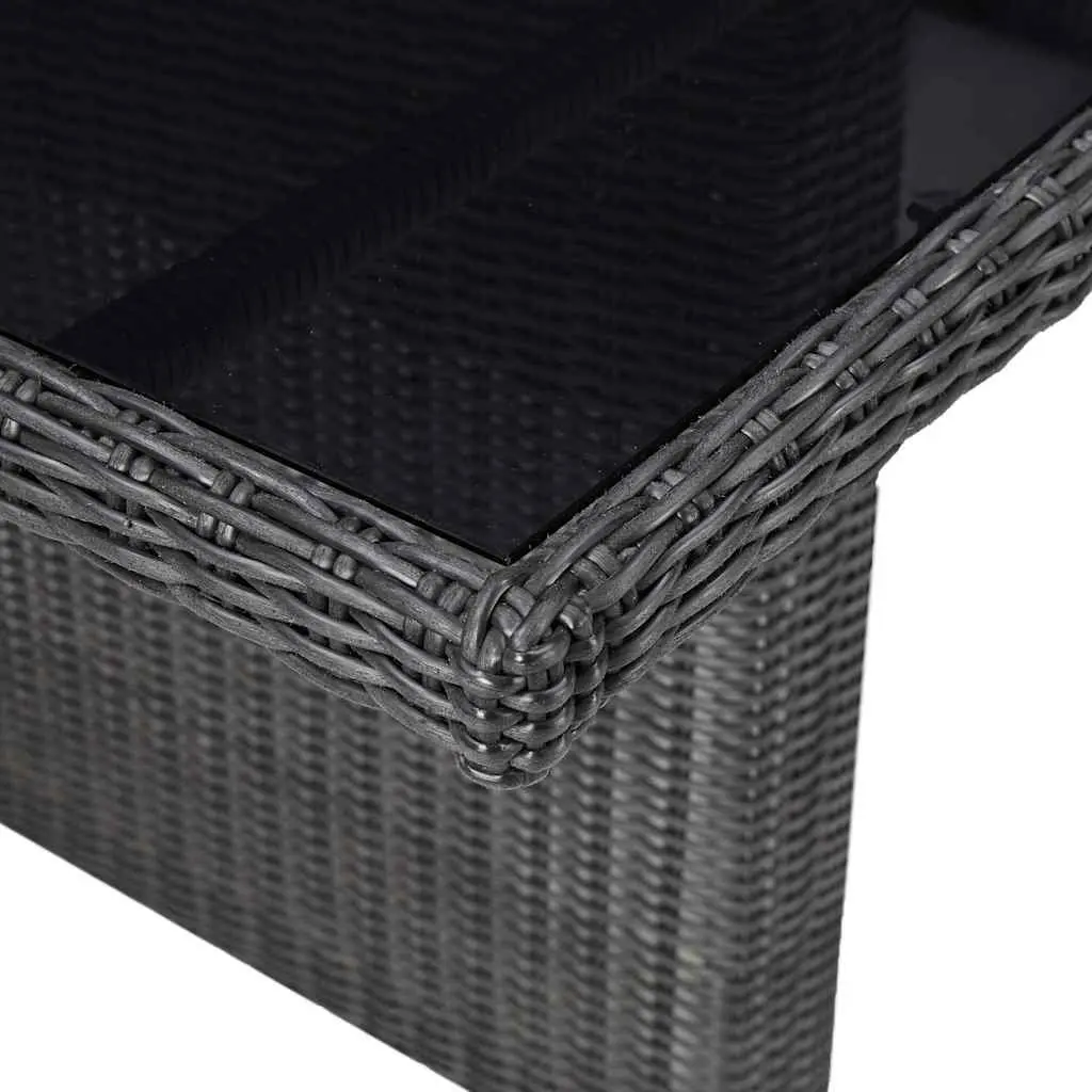 Outdoor Dining Set 9 Piece Half Round Poly Rattan Garden Patio Furniture Black