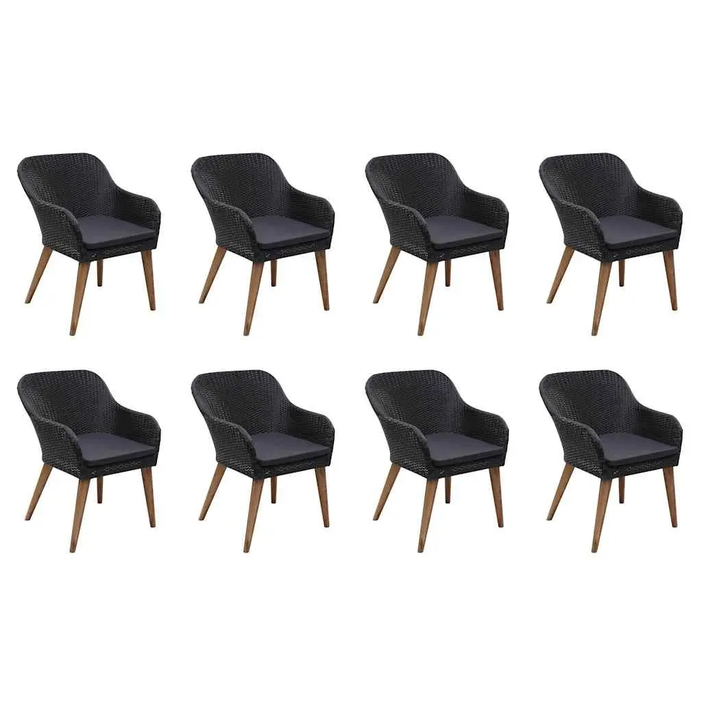 9 Piece Outdoor Dining Set Patio Furniture for Garden Black