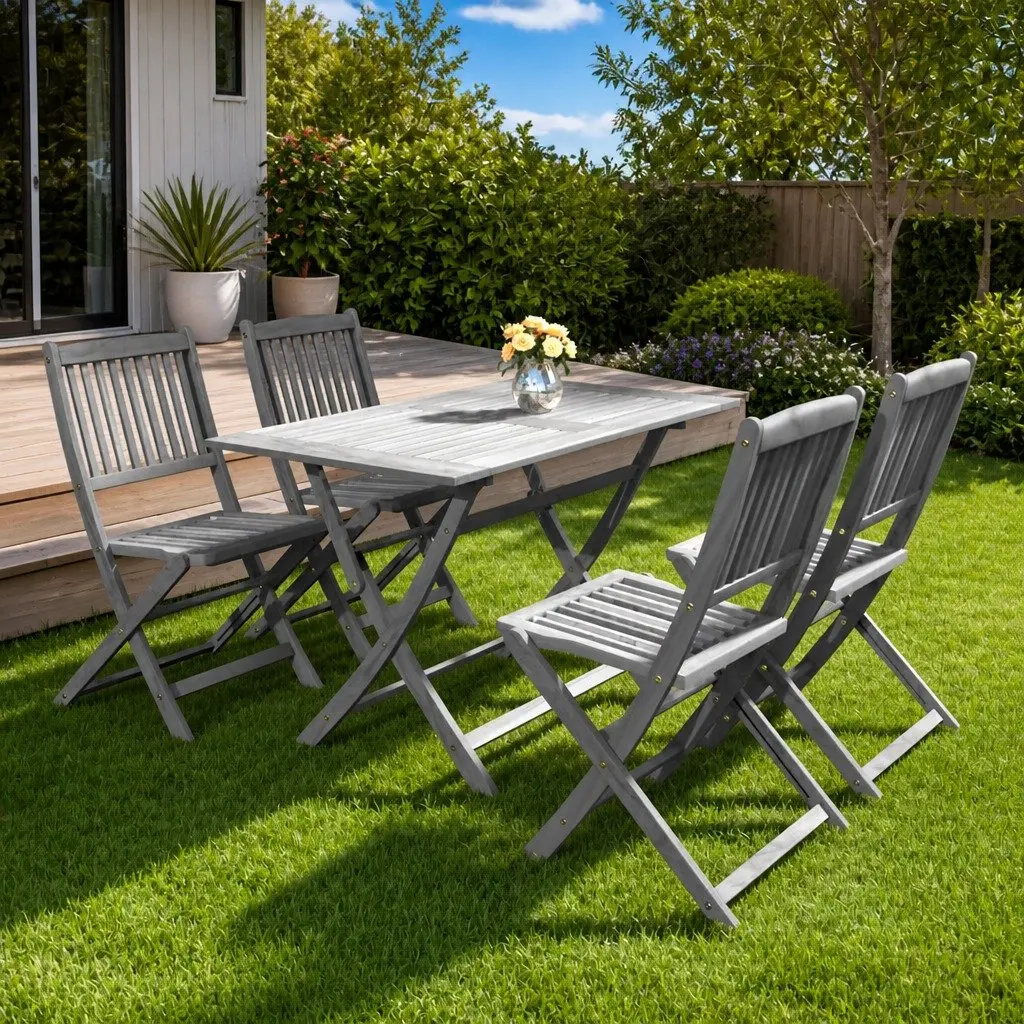 5 Piece Solid Acacia Garden Dining Set