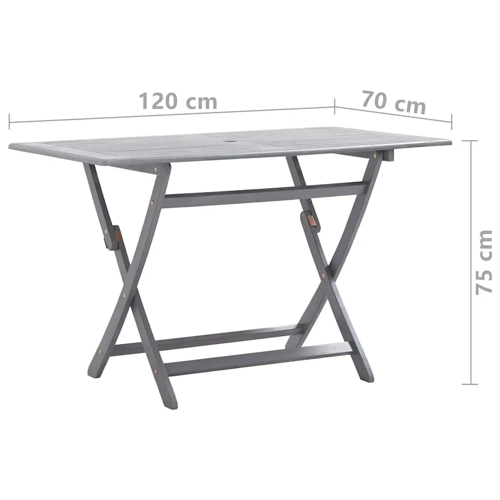 7 Piece Outdoor Dining Set Folding Garden Table Chairs Grey Acacia Wood