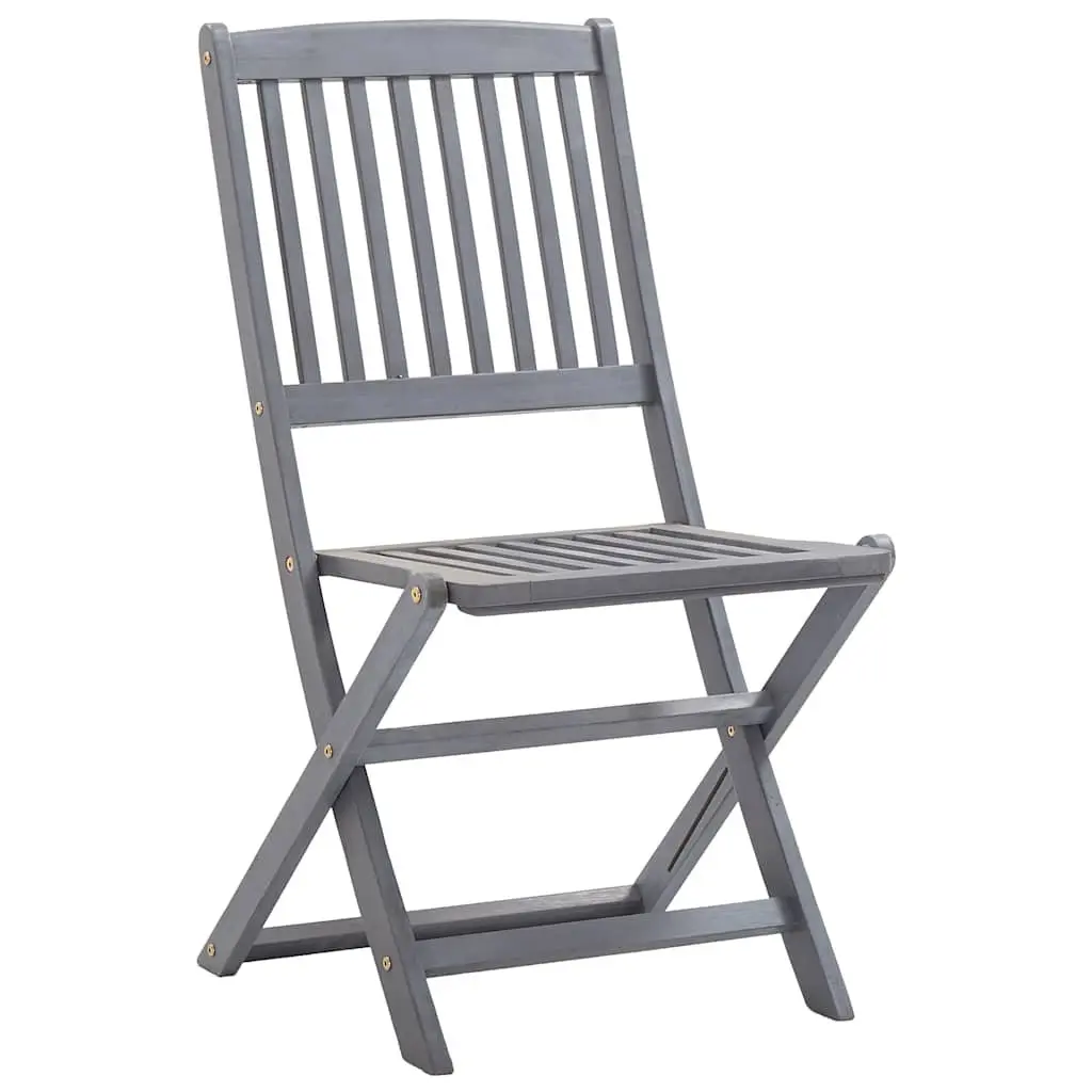 7 Piece Outdoor Dining Set Folding Garden Table Chairs Grey Acacia Wood