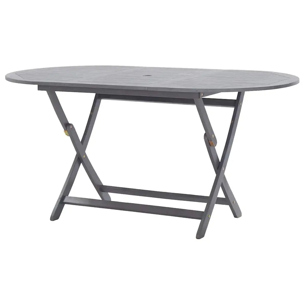 Garden Dining Set Outdoor Use 7 Piece Wooden Table Chairs Foldable Grey