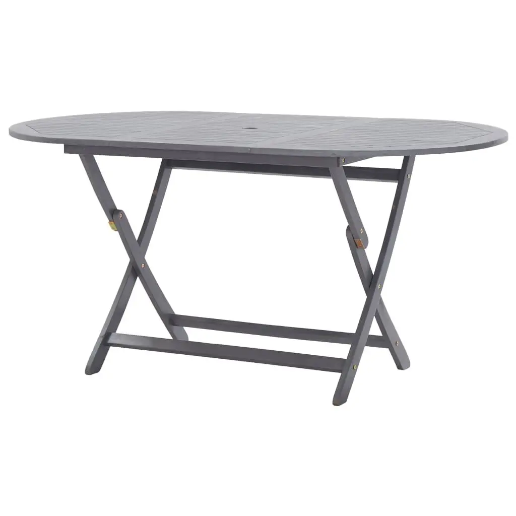 9 Piece Outdoor Garden Dining Set Acacia Wood Folding Table Chairs Grey