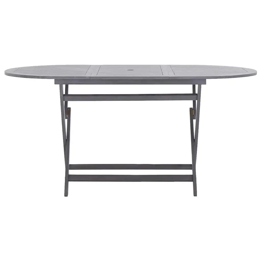 9 Piece Outdoor Garden Dining Set Acacia Wood Folding Table Chairs Grey