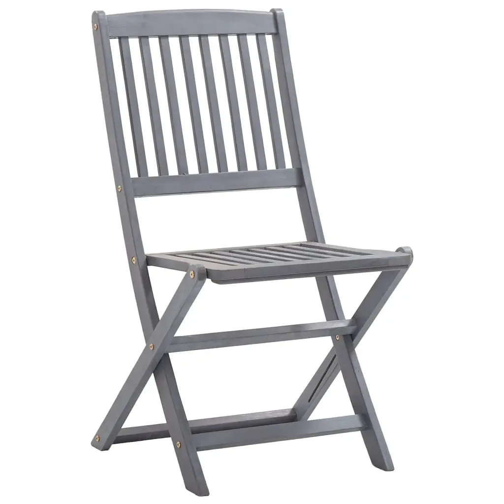 9 Piece Outdoor Garden Dining Set Acacia Wood Folding Table Chairs Grey