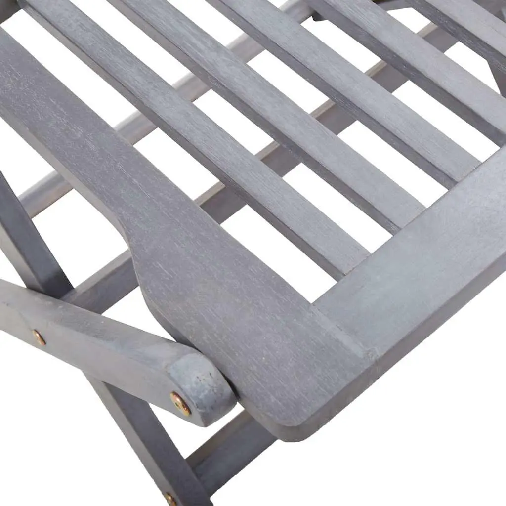 9 Piece Outdoor Garden Dining Set Acacia Wood Folding Table Chairs Grey