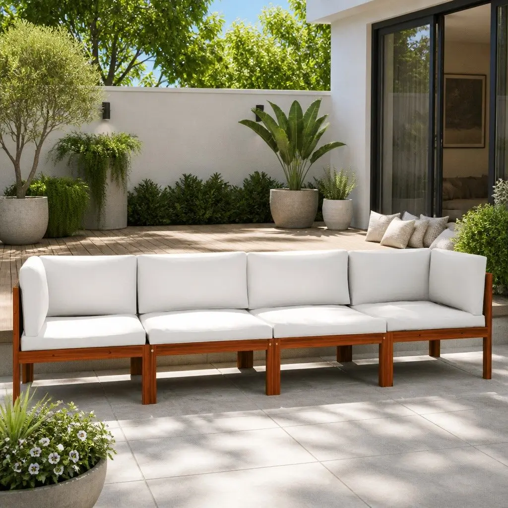 4-Seater Garden Sofa Outdoor Lounge Patio Furniture Set Cream