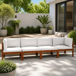 4-Seater Garden Sofa Specs: Rope Backrest, Cream Cushions
