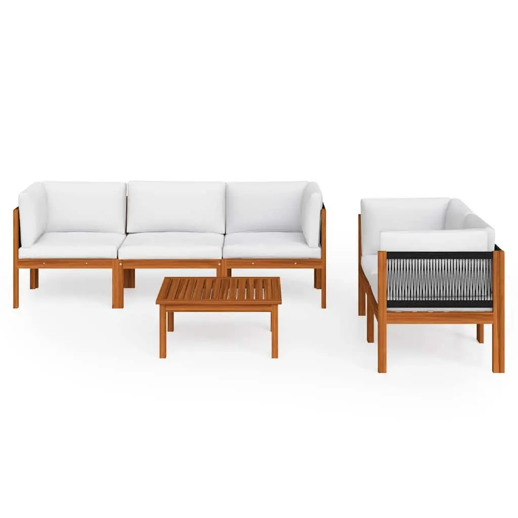 Garden Lounge Set Outdoor Furniture 6 Piece with Cushions Rope Backrest