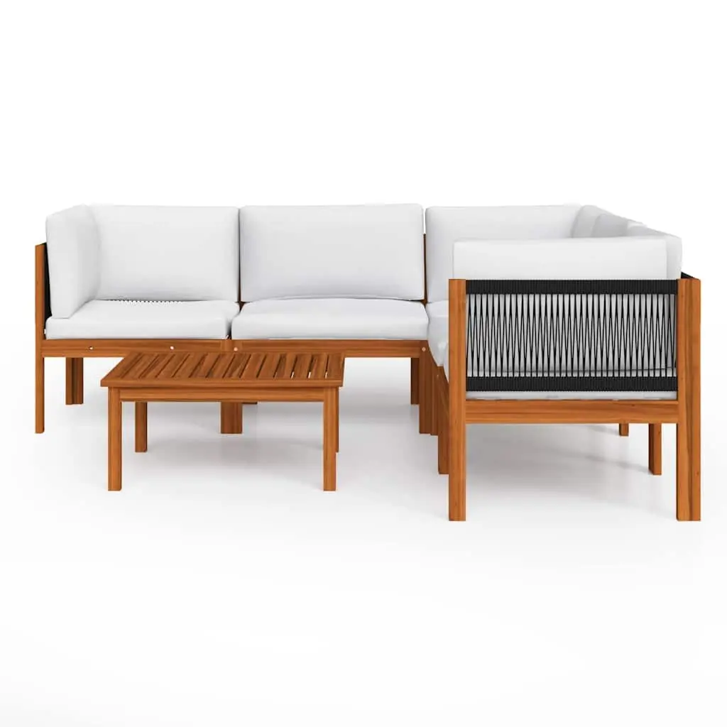 Outdoor Lounge Set 6 Piece Patio Furniture Sofa with Cushions White
