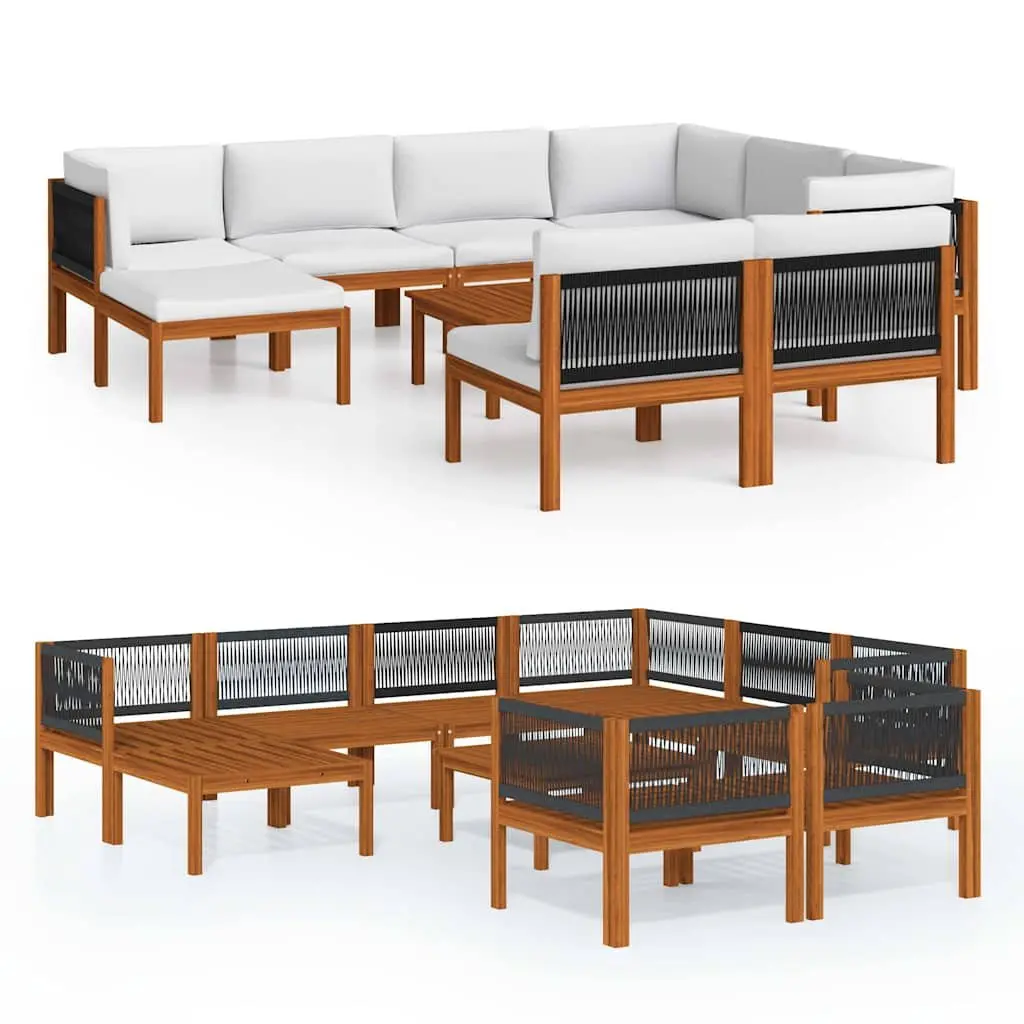 10 Piece Garden Lounge Set Outdoor Patio Furniture Rope Woven Design with
