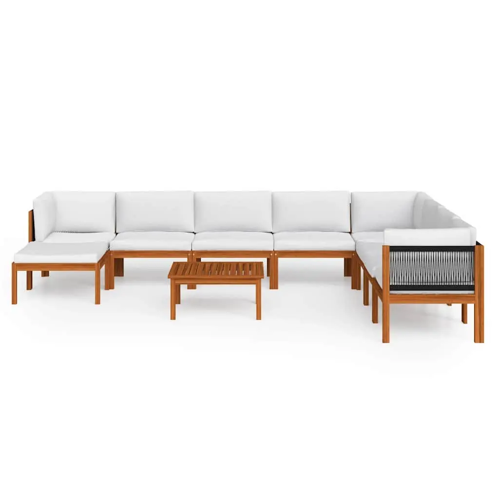 Garden Lounge Set 9 Piece Outdoor Furniture Rope Weave Wood Patio Sofa Cushions