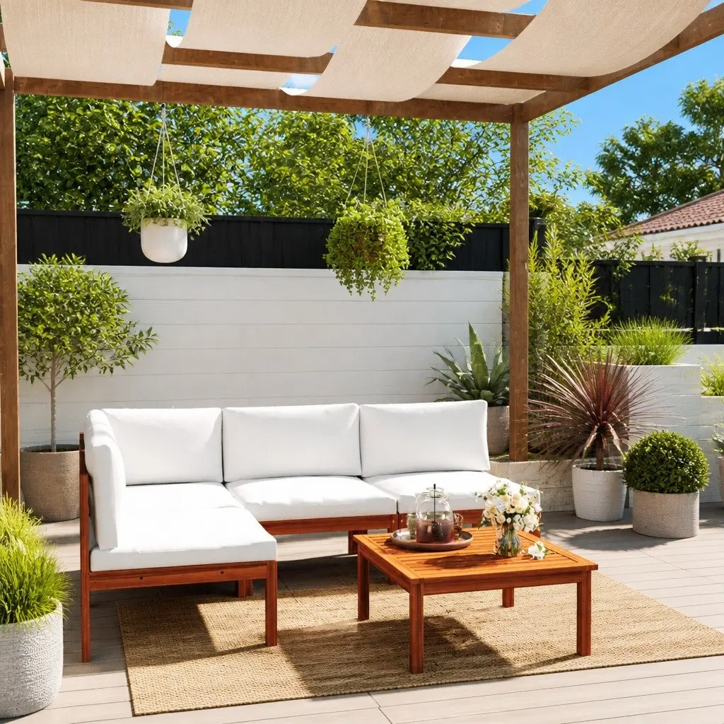 Garden Lounge Set Outdoor Furniture 5 Piece Patio Seating Rope Backrest