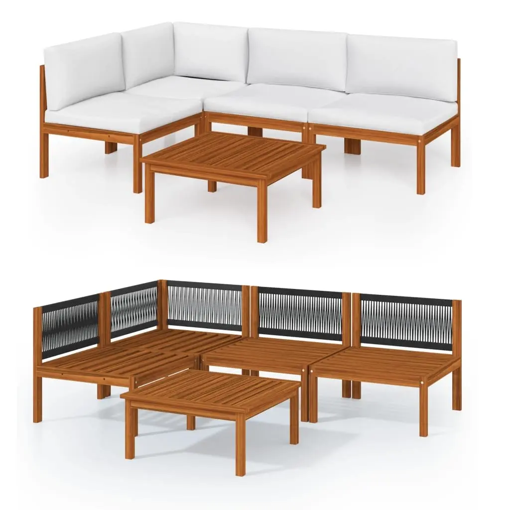 Garden Lounge Set Outdoor Furniture 5 Piece Patio Seating Rope Backrest