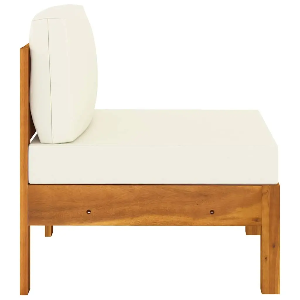 3-Seater Garden Sofa Outdoor Use Solid Acacia Wood Frame Cream Cushions