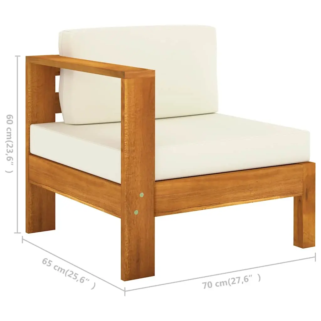 3-Seater Garden Sofa Outdoor Use Solid Acacia Wood Frame Cream Cushions