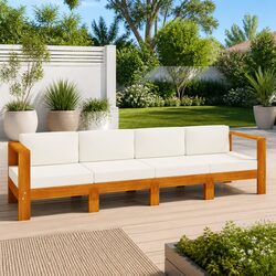 4-Seater Garden Sofa: Solid Acacia Wood with Cushions