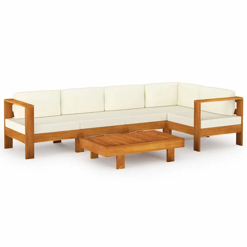 6 Piece Garden Lounge Set Outdoor Use Acacia Wood with Cushions