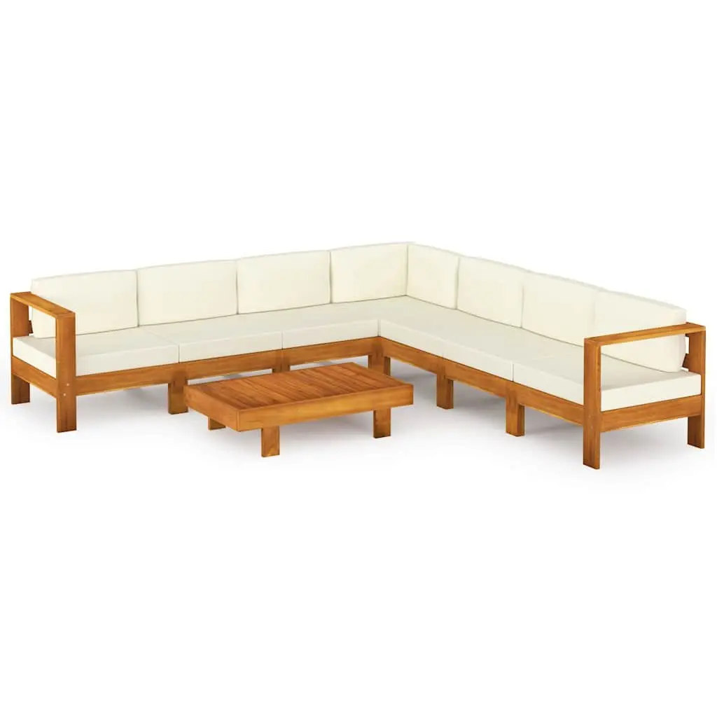 8 Piece Garden Lounge Set for Patio Balcony Garden Acacia Wood White
