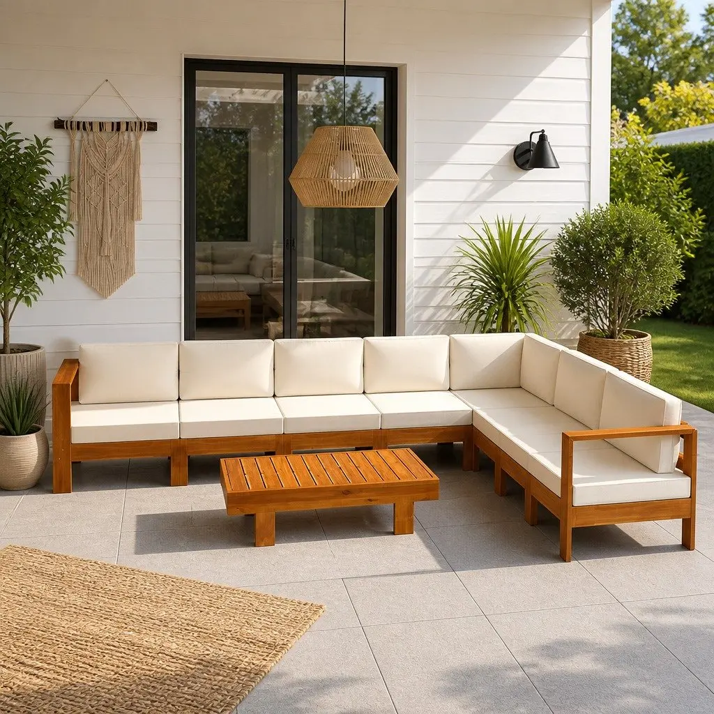 Garden Lounge Set 9 Piece Outdoor Furniture Acacia Wood Patio Size