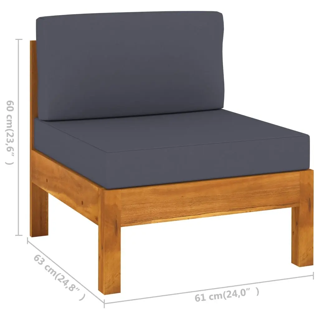 4-Seater Garden Sofa Outdoor Patio Couch Acacia Wood with Grey Cushions