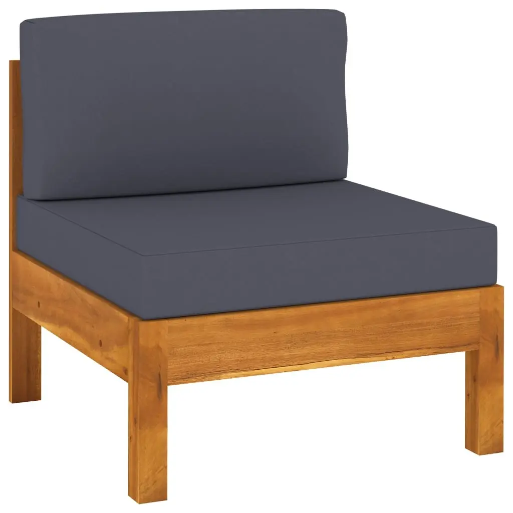 4-Seater Garden Sofa Outdoor Patio Couch Acacia Wood with Grey Cushions