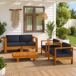4 Piece Garden Lounge Set with Grey Cushions