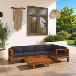 Garden Lounge Set 6 Piece Outdoor Furniture Patio Acacia Wood with Cushions