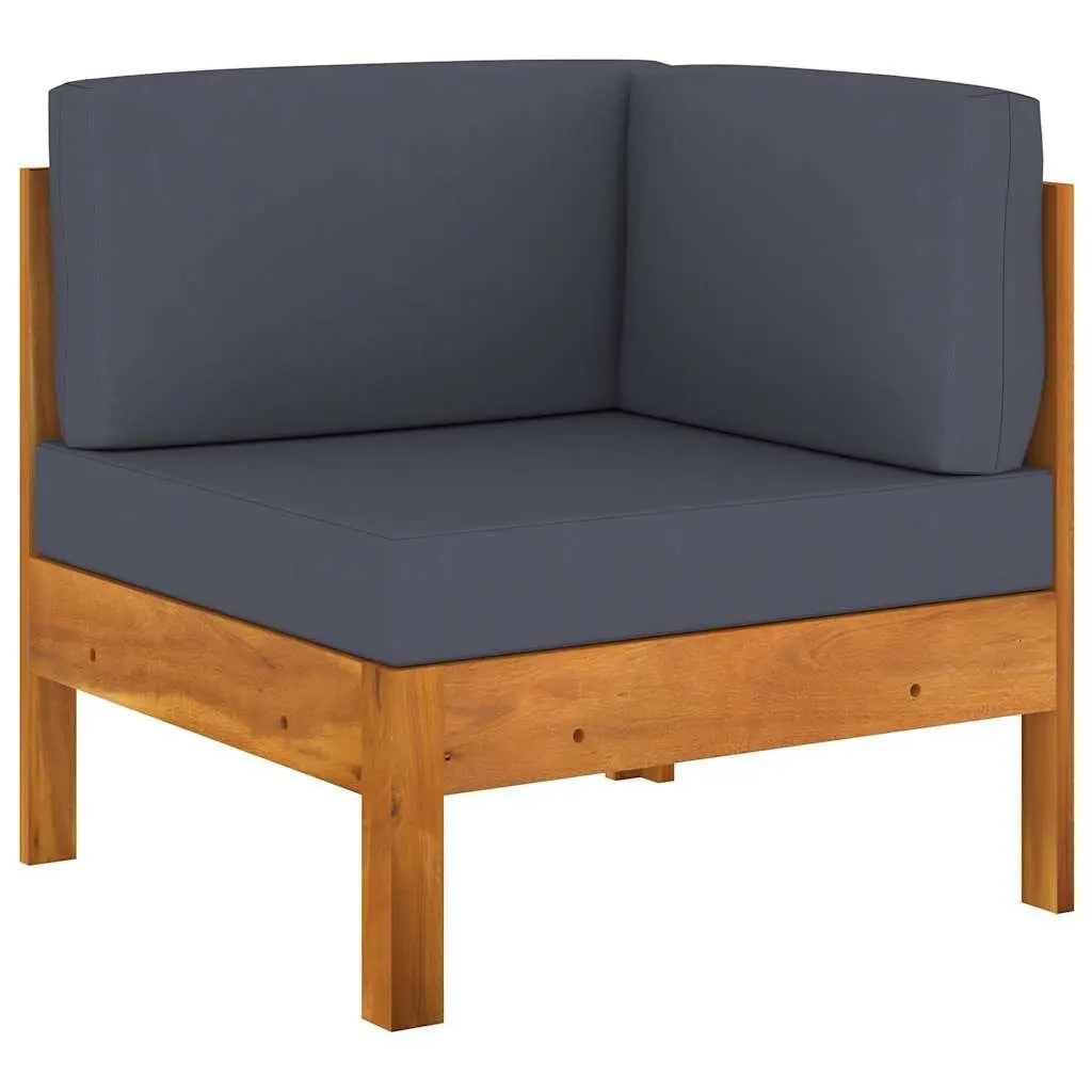 7 Piece Outdoor Lounge Set Acacia Wood for Garden Patio with Grey Cushions
