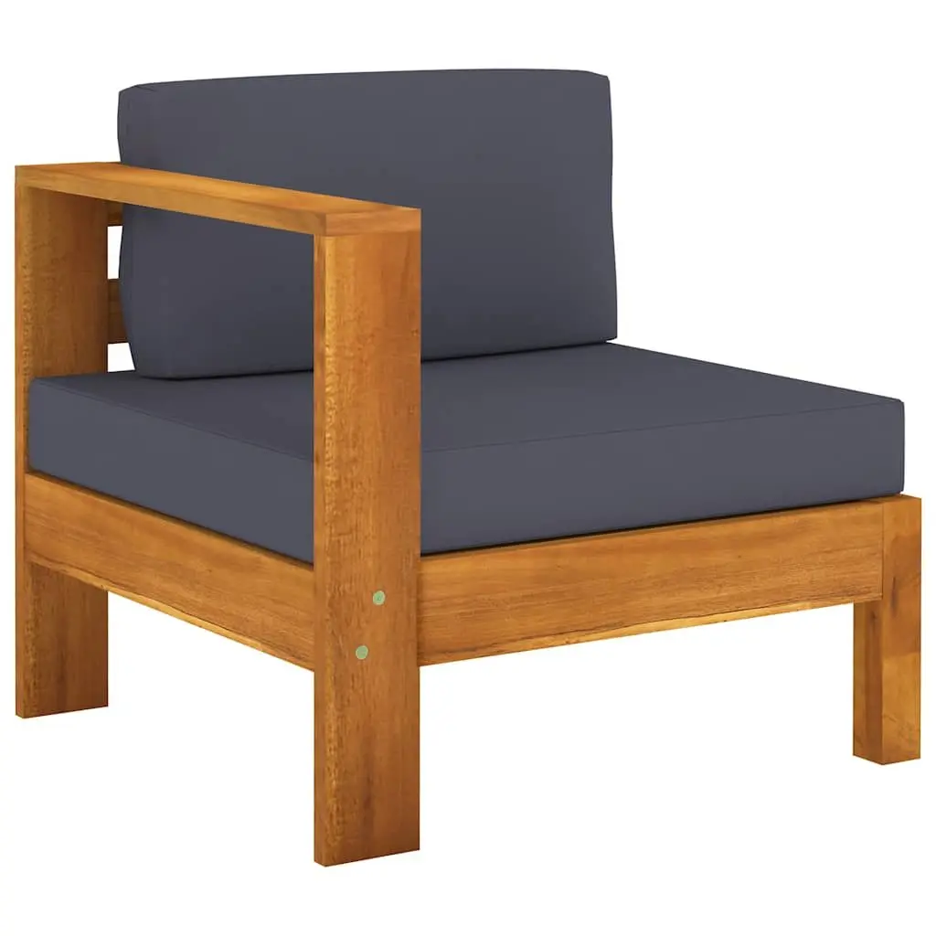 7 Piece Outdoor Lounge Set Acacia Wood for Garden Patio with Grey Cushions