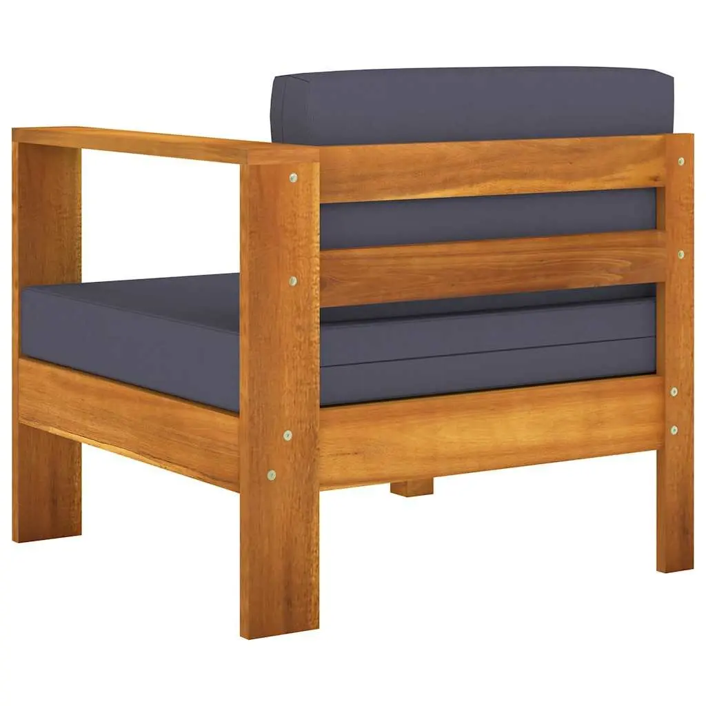 7 Piece Outdoor Lounge Set Acacia Wood for Garden Patio with Grey Cushions