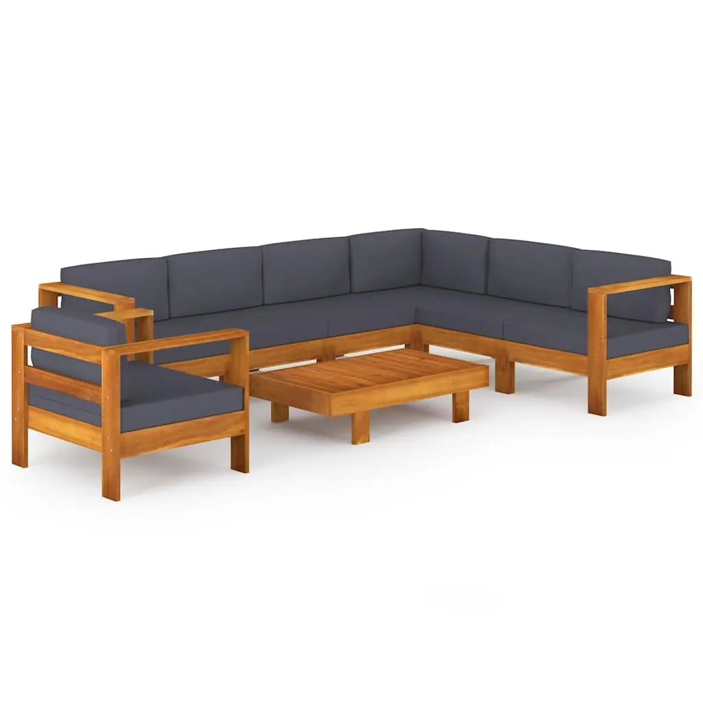 8-Piece Garden Lounge Set with Grey Cushions