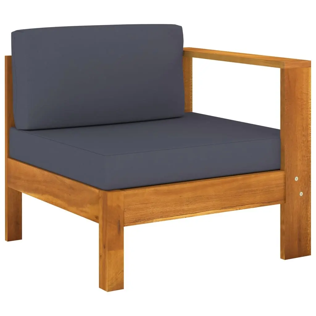 Garden Lounge Set 9 Piece Outdoor Furniture Acacia Wood Grey Cushions Patio